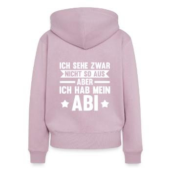 Abitur Abiturient Abi Abifeier - Frauen Premium Bio Zip Hoodie - Altrosa - Hinten - Julia (174cm)