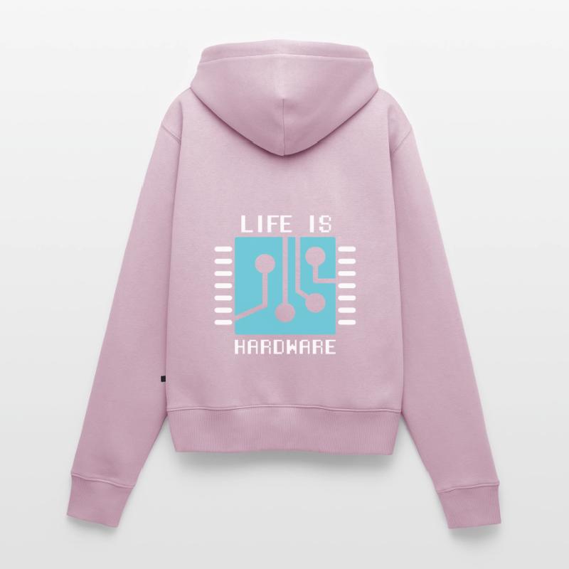 Life Is Hardware Informatiker Hack Coder Frauen Premium Bio Zip Hoodie