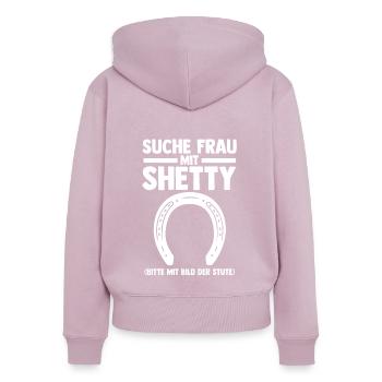 Pferd Reitsport Reiten Pferdesport Shetty - Frauen Premium Bio Zip Hoodie - Altrosa - Hinten - Julia (174cm)