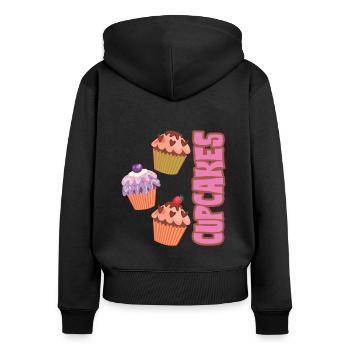 Cupcakes Kuchen Cupcake - Frauen Premium Bio Zip Hoodie - Schwarz - Hinten - Julia (174cm)
