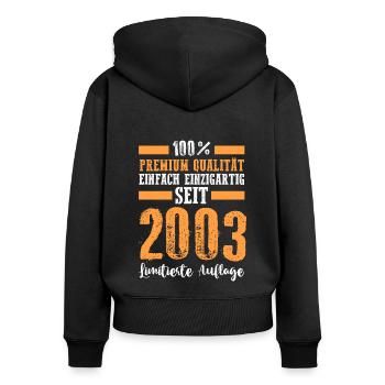 2004 20 Jahre Geburtstag - Frauen Premium Bio Zip Hoodie - Schwarz - Hinten - Julia (174cm)