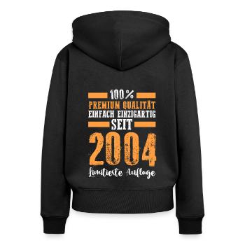 2004 19 Jahre Geburtstag - Frauen Premium Bio Zip Hoodie - Schwarz - Hinten - Julia (174cm)