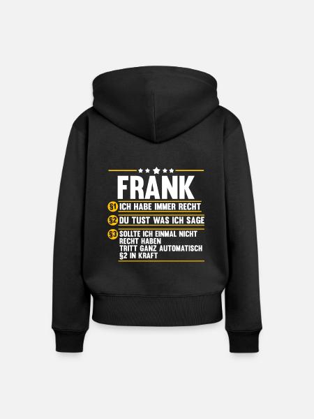 Frank - Frauen Premium Bio Zip Hoodie - Schwarz