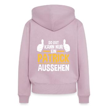 Patrick - Frauen Premium Bio Zip Hoodie - Altrosa - Hinten - Julia (174cm)