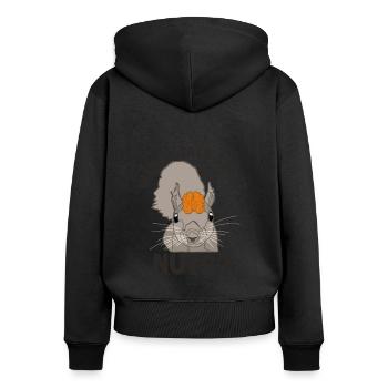 Je veux parler de noix écureuil renard écureuil - Sweat à capuche zippé Premium bio Femme - noir - Dos - Julia (174cm)