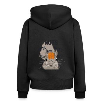 Nuts Brain Fuchshörnchen Grauhörnchen Squirrel - Frauen Premium Bio Zip Hoodie - Schwarz - Hinten - Julia (174cm)