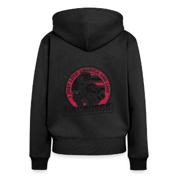 Love America And Like Lacrosse Lax Players - Women's Premium Organic Zip Hoodie - black - Back - Julia (174cm)