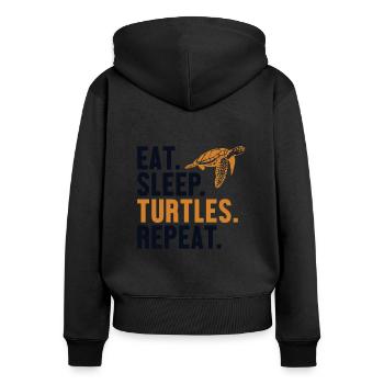 Eat Sleep Turtles Repeat Turtle - Women's Premium Organic Zip Hoodie - black - Back - Julia (174cm)