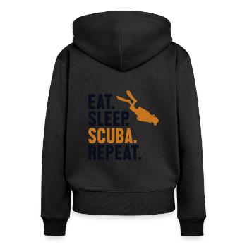 Eat Sleep Scuba Repeat Taucherflossen - Frauen Premium Bio Zip Hoodie - Schwarz - Hinten - Julia (174cm)