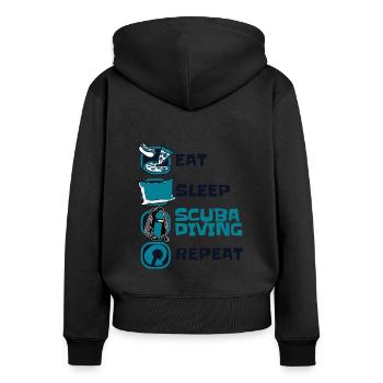 Eat Sleep Diving Repeat Diver Mask - Women's Premium Organic Zip Hoodie - black - Back - Julia (174cm)