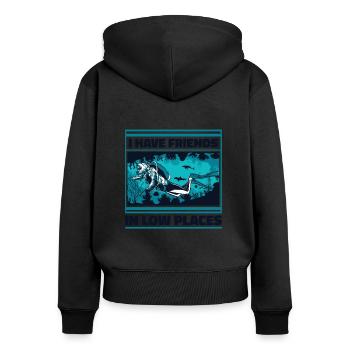 I Have Friends In Low Places Taucherflossen - Frauen Premium Bio Zip Hoodie - Schwarz - Hinten - Julia (174cm)