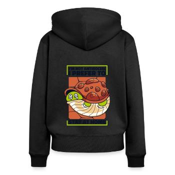 Pas antisocial préfère rester à la maison Tortue - Sweat à capuche zippé Premium bio Femme - noir - Dos - Julia (174cm)