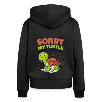 My Turtle Ate My Homework Aquatic Turtle - Women's Premium Organic Zip Hoodie - black - Back - Julia (174cm)