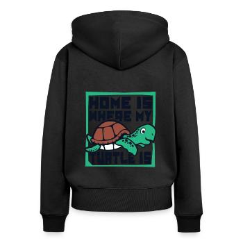 La maison est l’endroit où ma tortue est la tortue - Sweat à capuche zippé Premium bio Femme - noir - Dos - Julia (174cm)