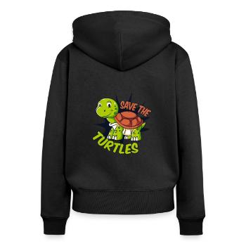 Save The Turtles Riesenschildkröte Schildkröte - Frauen Premium Bio Zip Hoodie - Schwarz - Hinten - Julia (174cm)