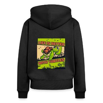 La vie est meilleure avec les tortues tortues aquatiques - Sweat à capuche zippé Premium bio Femme - noir - Dos - Julia (174cm)