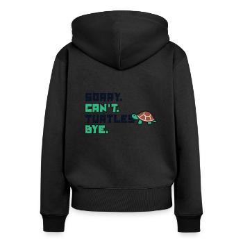 Désolé, les tortues ne peuvent pas bye tortoise - Sweat à capuche zippé Premium bio Femme - noir - Dos - Julia (174cm)