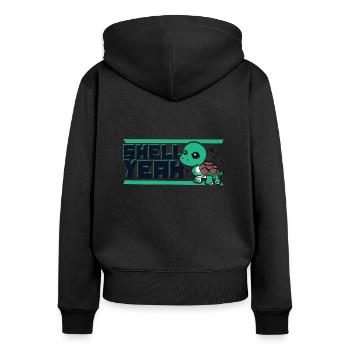 Shell Yeah Riesenschildkröte Landschildkröte - Frauen Premium Bio Zip Hoodie - Schwarz - Hinten - Julia (174cm)