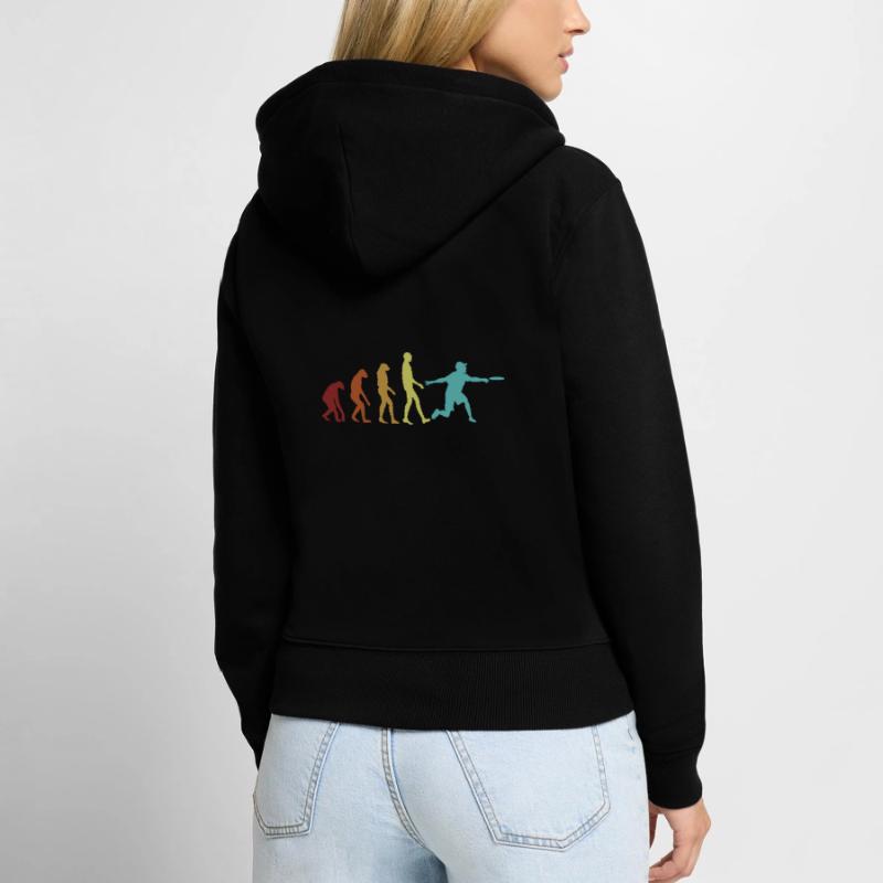 Disc Golf Evolution Korb Scheibe Disc Golfer Frauen Premium Bio Zip Hoodie