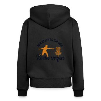 Mir reichts ich geh Körbe werfen Disc Golfer - Frauen Premium Bio Zip Hoodie - Schwarz - Hinten - Julia (174cm)