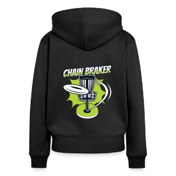 Chain Braker Basket Disc Golfer Frisbee - Women's Premium Organic Zip Hoodie - black - Back - Julia (174cm)