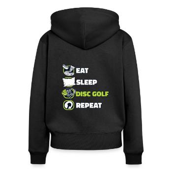 Eat Sleep Disc Golf Repeat Basket Disc Disc - Women's Premium Organic Zip Hoodie - black - Back - Julia (174cm)