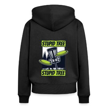 Stupid Tree Frisbee Golf Basket Disc Disc Golfer - Sweat à capuche zippé Premium bio Femme - noir - Dos - Julia (174cm)