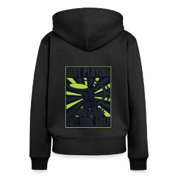 Arrêtez de jouer avec des balles Disc Golfer Frisbee Golf - Sweat à capuche zippé Premium bio Femme - noir - Dos - Julia (174cm)