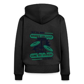 Certains sont à la recherche de disques Disc golfeur Frisbee - Sweat à capuche zippé Premium bio Femme - noir - Dos - Julia (174cm)