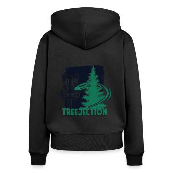 Treejection Basket Disc Golfer Frisbee Golf - Women's Premium Organic Zip Hoodie - black - Back - Julia (174cm)