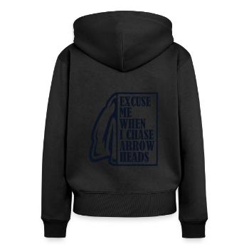 Excuse Me When I Chase Arrowheads Jagdspitzen - Frauen Premium Bio Zip Hoodie - Schwarz - Hinten - Julia (174cm)
