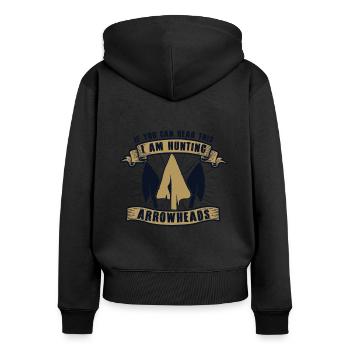 If You Can Read This Arrowhead Hunter Arrowheads - Women's Premium Organic Zip Hoodie - black - Back - Julia (174cm)