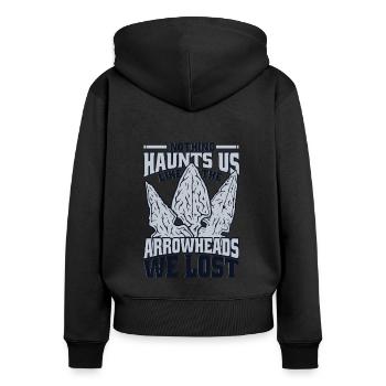Like The Arrowheads We Lost Arrowhead Hunter - Frauen Premium Bio Zip Hoodie - Schwarz - Hinten - Julia (174cm)