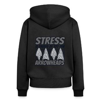Stress Caused By Too Few Arrowheads Jagdspitzen - Frauen Premium Bio Zip Hoodie - Schwarz - Hinten - Julia (174cm)