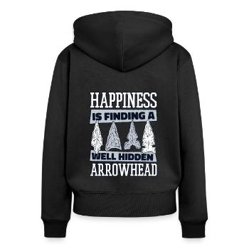 Happiness Is Finding A Hidden Arrowhead - Women's Premium Organic Zip Hoodie - black - Back - Julia (174cm)