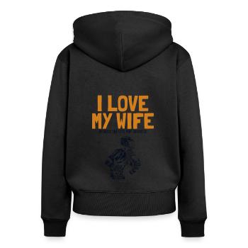 J’aime ma femme Lacrosse Intercrosse Lax Player - Sweat à capuche zippé Premium bio Femme - noir - Dos - Julia (174cm)