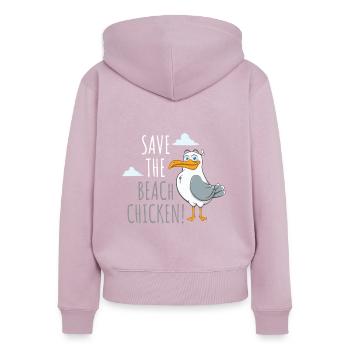 Save The Beach Chicken Möwe Vogel Kinder - Frauen Premium Bio Zip Hoodie - Altrosa - Hinten - Julia (174cm)