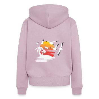Insel Möwe Süß Vogel Kinder - Frauen Premium Bio Zip Hoodie - Altrosa - Hinten - Julia (174cm)