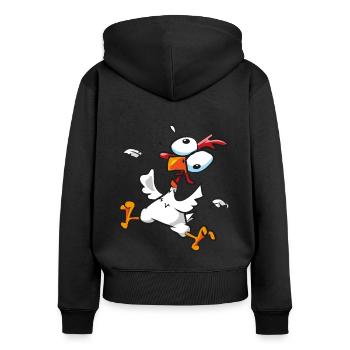 Crazy Chicken - Women's Premium Organic Zip Hoodie - black - Back - Julia (174cm)