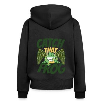 Catch That Frog Tree Frog Toad Tadpole - Women's Premium Organic Zip Hoodie - black - Back - Julia (174cm)