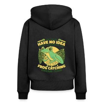 The Frogs Have No Idea Tree Frog Toad Frog - Women's Premium Organic Zip Hoodie - black - Back - Julia (174cm)