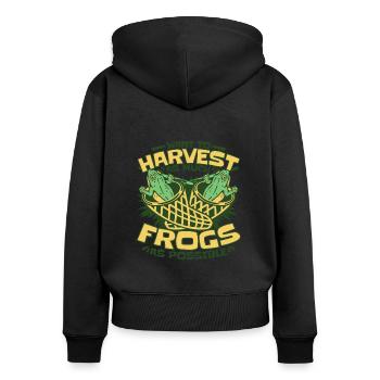 Vous voulez récolter autant de grenouilles que possible Grenouille - Sweat à capuche zippé Premium bio Femme - noir - Dos - Julia (174cm)