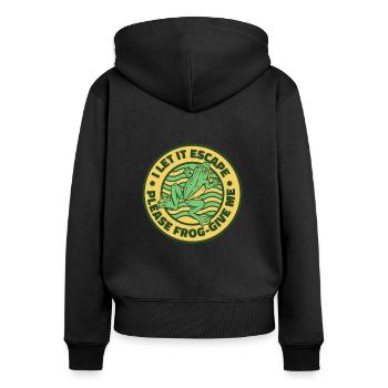 I Let It Escape Please Frog Give Me Tree Frog - Women's Premium Organic Zip Hoodie - black - Back - Julia (174cm)
