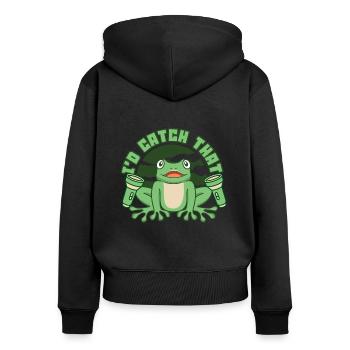 I'd Catch That Laubfrosch Kröte Kaulquappe Frosch - Frauen Premium Bio Zip Hoodie - Schwarz - Hinten - Julia (174cm)