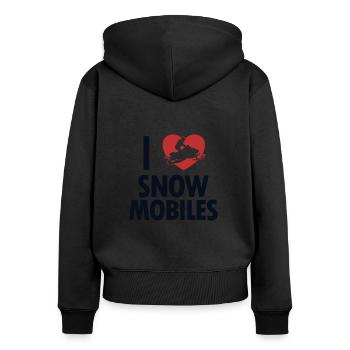 I love Snowmobiles Schneemotorrad Snowmobile - Frauen Premium Bio Zip Hoodie - Schwarz - Hinten - Julia (174cm)