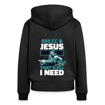 850 CC And Jesus That's All I Need Snowmobile - Frauen Premium Bio Zip Hoodie - Schwarz - Hinten - Julia (174cm)