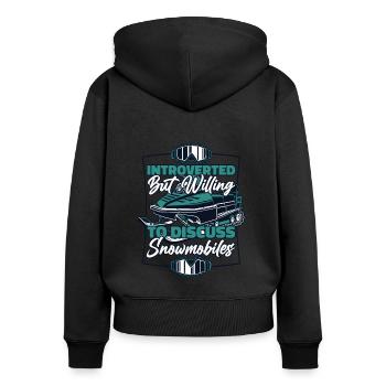 Introverti mais prêt à discuter des motoneiges - Sweat à capuche zippé Premium bio Femme - noir - Dos - Julia (174cm)