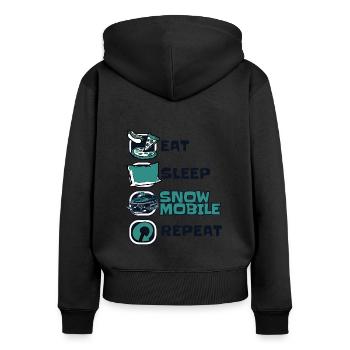 Eat Sleep Snowmobile Repeat Snowmobile Fahrer - Frauen Premium Bio Zip Hoodie - Schwarz - Hinten - Julia (174cm)