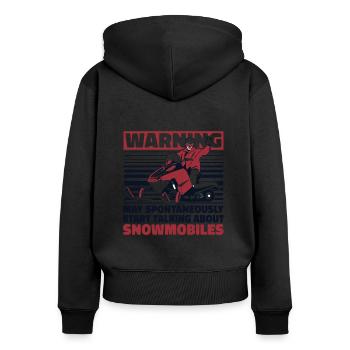 Peut spontanément parler de motoneiges - Sweat à capuche zippé Premium bio Femme - noir - Dos - Julia (174cm)