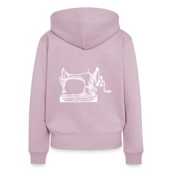 Nähmaschine Retro Näherin Schneiderin - Frauen Premium Bio Zip Hoodie - Altrosa - Hinten - Julia (174cm)